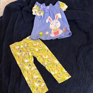 Rare Editions Blue and Yellow Bunny Kids Matching Set